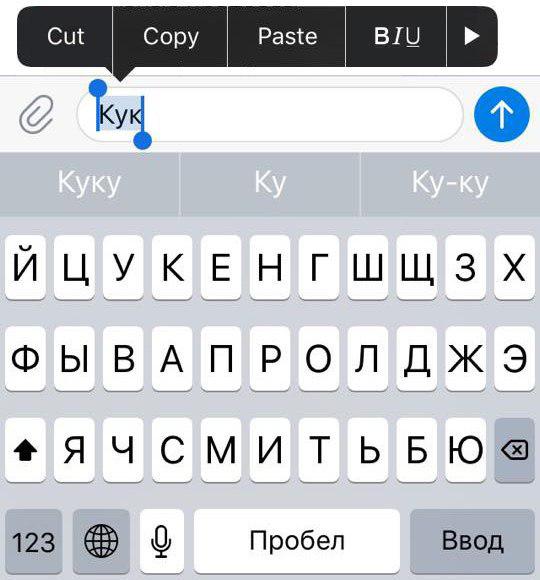 Cкриншот Telegram на Iphone с использованием визуального форматирования текста сообщения.